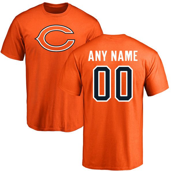 Men Chicago Bears NFL Pro Line Orange Custom Name and Number Logo T-Shirt->->Sports Accessory